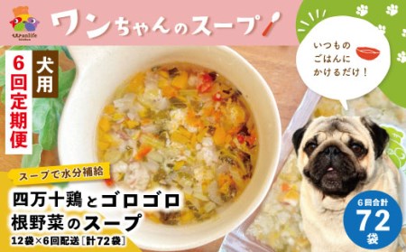 26-434．【6回定期便】いつものごはんにかけるだけ！四万十鶏とゴロゴロ根野菜のスープ 12袋セット×6回配送（合計72袋）【ペットフード】