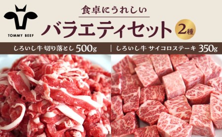 食卓バラエティセット（切り落とし 500g＆サイコロステーキ 350g）/ 牛肉切り落とし ステーキ [IAH195]