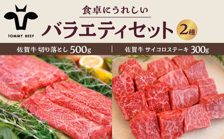 佐賀牛バラエティセット（切り落とし 500g＆サイコロステーキ 食べ比べ 300g）/ 牛肉切り落とし ステーキ [IAH201]