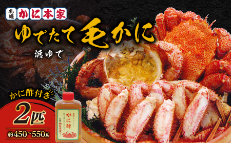 【 ゆでたて 毛かに 約450 ～ 550g × 2尾 】 T007-001 魚介類 かに