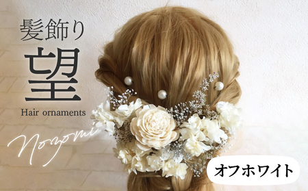 成人式　結婚式　髪飾り「望」 自然の美しさを楽しめる ヘア アクセサリー 髪飾り ｢望｣ 成人式 卒業式 入学式 結婚式 和装 洋装 花 プリザーブドフラワー ドライフラワー アジサイ かすみ草 ソラフラワー オフホワイト 晴れの日 華やか ヘッドパーツ 生駒市 送料無料