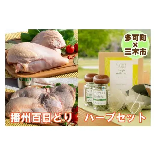 【多可町×三木市】播州百日どり 冷凍もも肉・むね肉セット1.2kgとハーブセット[902]
