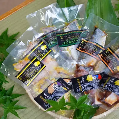 【漁師の手作り】味付け切身の詰め合わせ18P（6種×3P） 18パック 食べ比べセット 鹿児島県産 天然ぶり かます しいら あじ 照焼き 西京漬け 塩漬け バジルソース レモンペッパー ガーリックペッパー 冷凍 おかず フライパン調理 ギフト