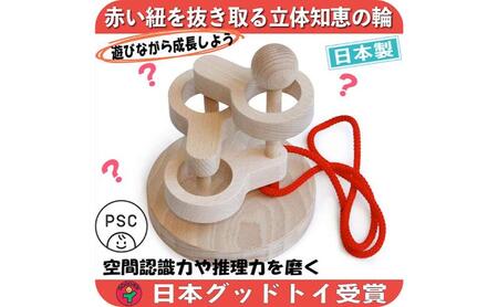 木のおもちゃ/立体知恵の輪(3段)psc 日本グッド・トイ受賞おもちゃ 日本製 頭の体操 脳トレ 知育玩具 型はめ パズル 幼児子供 高齢者 誕生日ギフト 男の子 女の子 老人 リハビリ 玩具療法