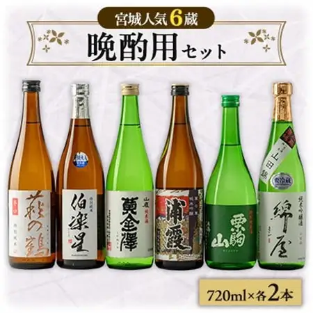 [宮城6蔵]晩酌用セット　720ml×12本_酒・アルコール 純米吟醸 日本酒 sake サケ  酒・アルコール  日本酒 sake サケ_【1389266】