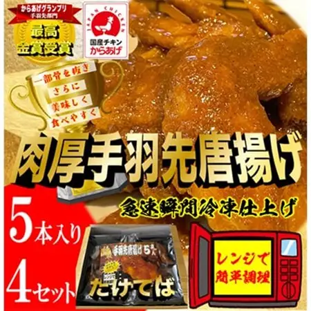 特製手羽先唐揚げ【たけてば】瞬間急速冷凍仕上げ　5本入り×4セット_肉 唐揚げ 鶏肉 からあげ カラアゲ_【配送不可地域：離島】【1400023】