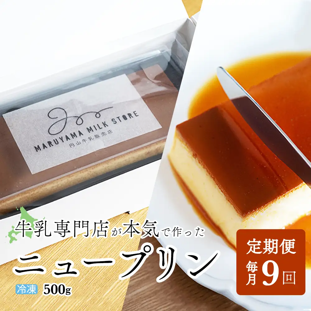 【定期便】　濃厚プリン　New Pudding（ニュープディング）（500g×1本）×9ヶ月 be152-0931-100-9　（ ぷりん プリン プディング 北海道 別海町 人気 ふるさと納税 ）