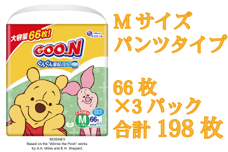 グーン ぐんぐん吸収パンツ Ｍサイズ66枚×3パック（男女共用）（パンツタイプ）