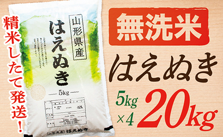 【令和7年産】【無洗米】山形県産はえぬき20kg