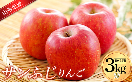 サンふじりんご 3kg (10～12玉) 山形県産 ギフト箱入り 《先行予約 2026年11月中旬から発送開始》 りんご リンゴ 林檎 デザート フルーツ 果物 くだもの 果実 食品 山形県 FSY-0617