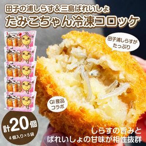 コロッケ 冷凍 4個入り×5袋 田子の浦しらす 三島ばれいしょ GI産品コラボ たみこちゃん 三島コロッケ おかず おやつ おつまみ お弁当 惣菜 静岡県 富士市 [sf002-189]