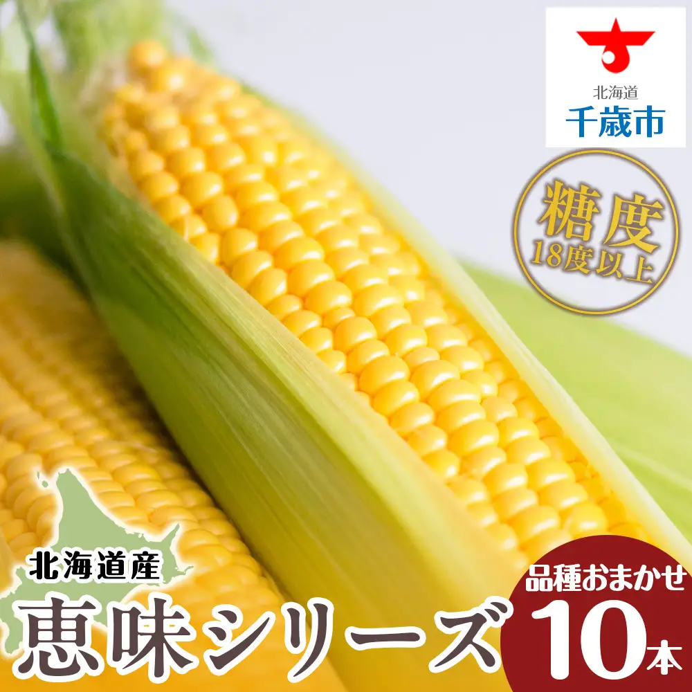 【先行予約】北海道 千歳産 とうもろこし 1本430ｇ以上 10本 恵味シリーズの中からおまかせで1種類  ＜ふぁーむあんざわ＞