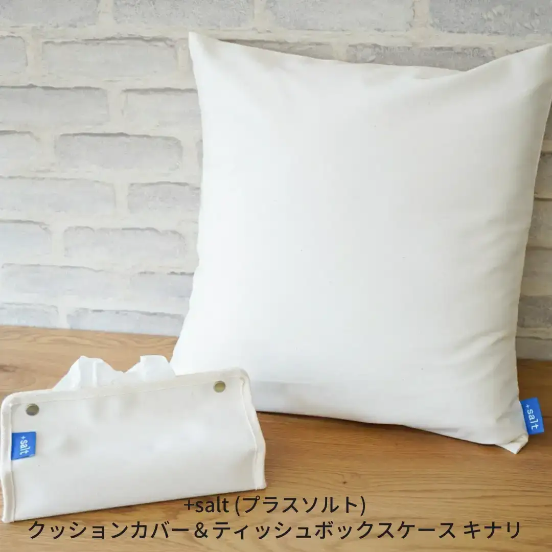 クッションカバー＆ティッシュボックスケース キナリ シンプル 丈夫 国産帆布 [+salt (プラスソルト)] 【013S065】