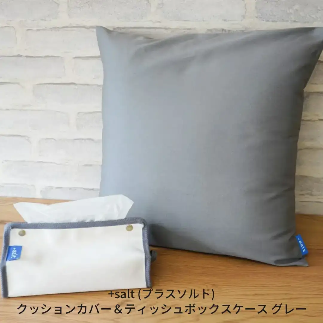 クッションカバー＆ティッシュボックスケース グレー シンプル 丈夫 国産帆布 [+salt (プラスソルト)] 【013S068】