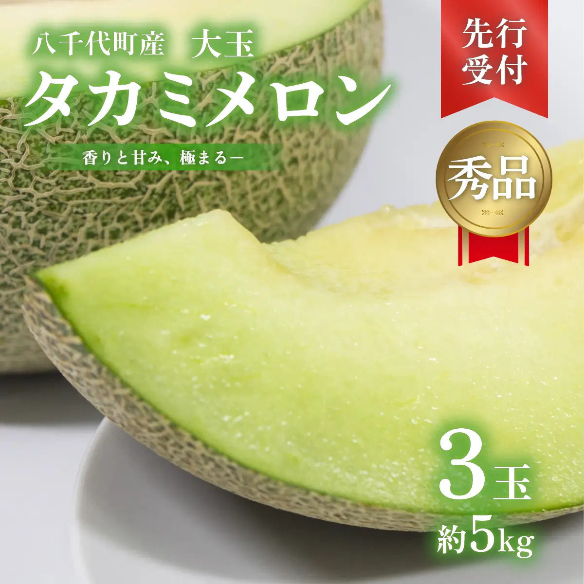 【先行予約】メロン タカミメロン 秀品 3玉 約5kg 八千代町産