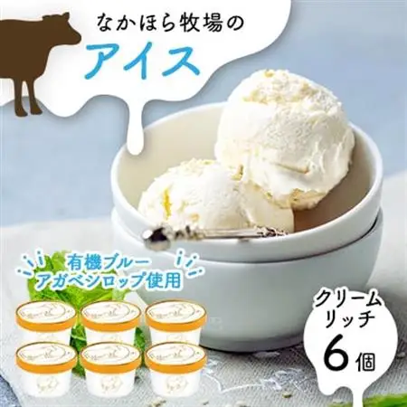 なかほら牧場 アイスクリーム《クリームリッチ》6個セット_菓子・スイーツ アイス・ジェラート  _【配送不可地域：離島】【1407082】