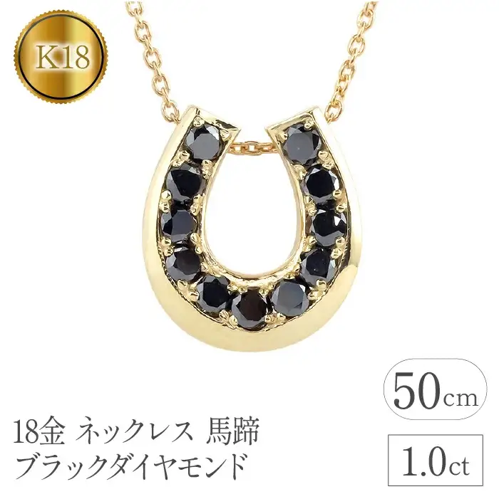  18金 ペンダントトップ 馬蹄 ブラックダイヤモンド 1.0ct ネックレス ホースシュー ブラックダイヤ 蹄鉄 シンプル ジュエリー 山梨県 昭和町 送料無料 管理番号230227102bkym SWAA095