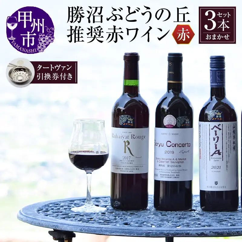 ワイン 勝沼ぶどうの丘推奨赤ワイン3本+タートヴァン（KBO）D-616