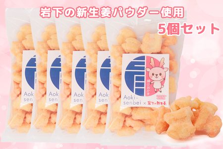 青木煎餅 岩下の新ショウガ味5個セット｜ 揚げおかき 5個 岩下の新生姜パウダー使用 専門店の揚げおかき [0625] 