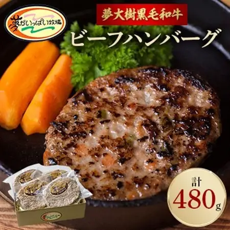 夢がいっぱい牧場の夢大樹黒毛和牛・黒毛和牛100%ハンバーグ120g(4個)_肉 ハンバーグ 牛肉 _【配送不可地域：離島】【1403644】