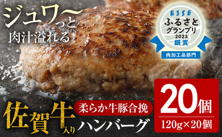 ハンバーグ 佐賀牛入り 120g 20個 生ハンバーグ