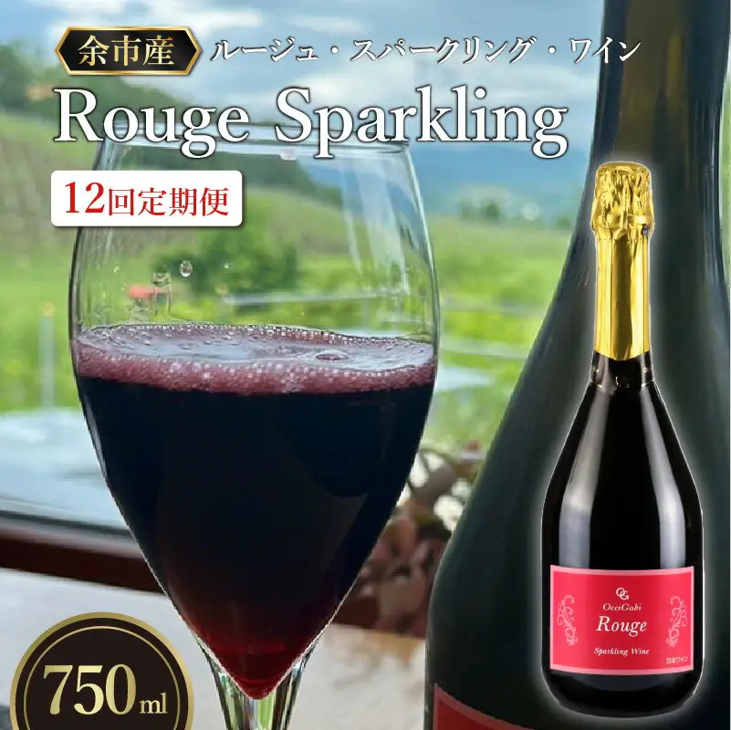 【OcciGabi Winery】オチガビ・【全12回定期】リピーター続出！ルージュ・スパークリング・ワイン毎月お届け 【余市のワイン】 赤ワイン スパークリングワイン 余市のワイン 北海道のワイン 日本のワイン 定期便 _Y012-0091