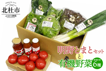 明野とまとセットと有機野菜おまかせ6種のコラボセット０２ トマト ケチャップ ジュース 有機野菜 おまかせ 6種 バラエティ セット 新鮮 九州屋ファーム 明野 野菜 山梨県 北杜市   [h216]