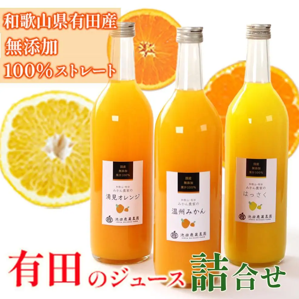 無添加・有田のジュース詰合せ720ml×3本・3種［種類おまかせ］［IKE252］