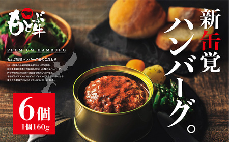 ハンバーグ もとぶ牧場PREMIUMハンバーグ缶ギフト　(160g×6個) 