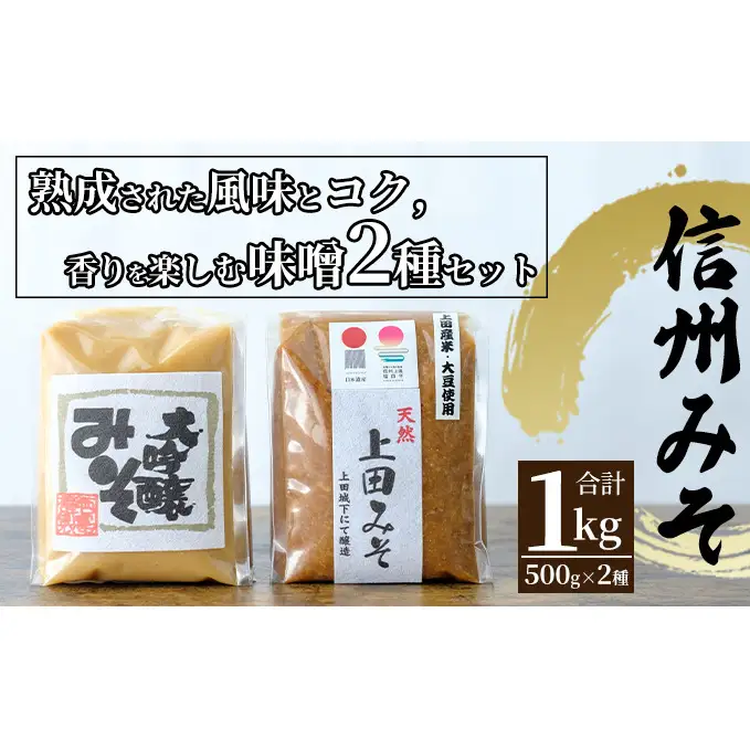 みそセット（大吟醸みそ500g×1袋・上田みそ500g×1袋）