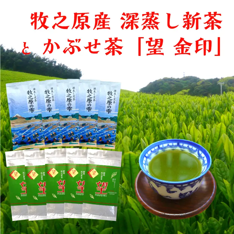  【5月より新茶出荷】 牧之原産 深蒸し茶「牧之原の雫」とかぶせ茶「望」 計10本 詰合せ セット お茶 茶 深蒸し 煎茶 旬 日常 のし 熨斗 贈答 ギフト 静岡県 牧之原市 澤田行平商店
