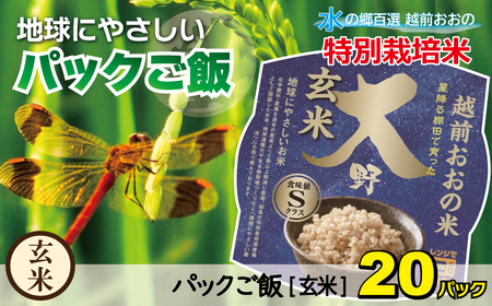 パックご飯 150g ×20食 玄米 減化学肥料｜地球にやさしい パックご飯