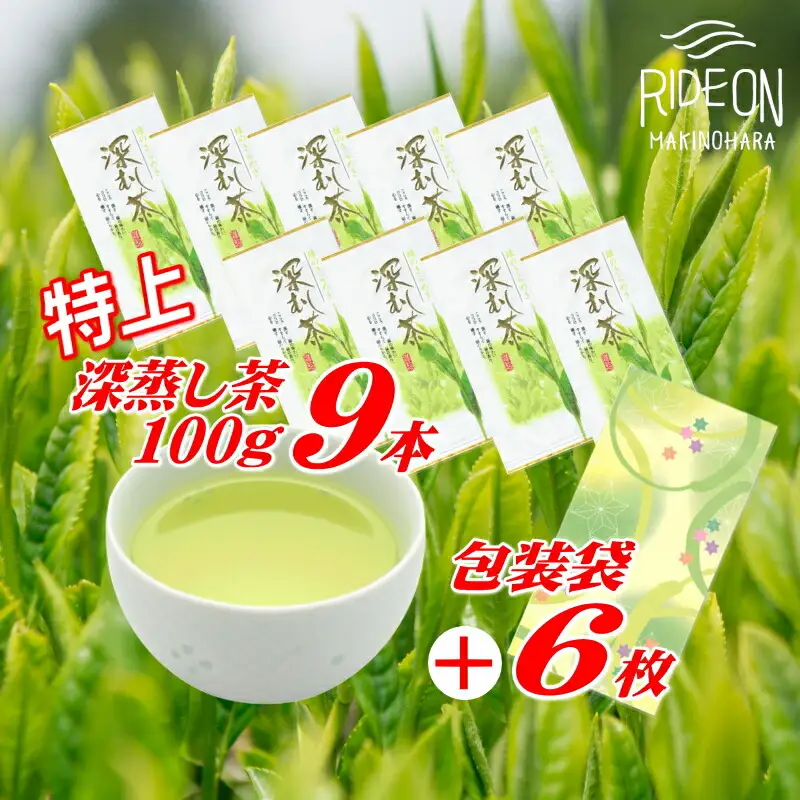 038-11　摘みたて！特上深蒸し茶100ｇ×9本　包装袋セット