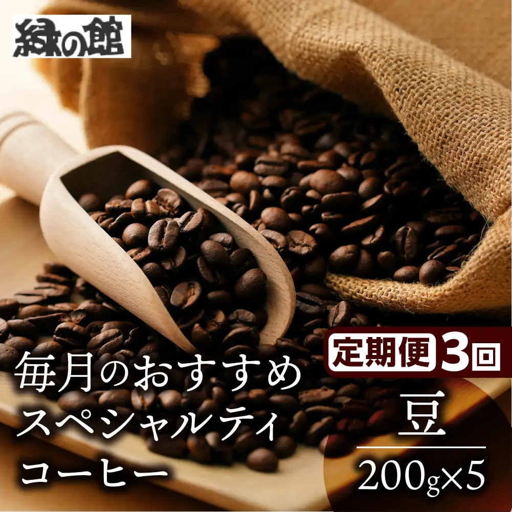 【毎月 定期便 全3回】毎月のおすすめスペシャルティコーヒー 200g×4種＋ブレンド 200g×1種（計1kg）×3回分 毎月発送 コーヒー豆【17-C】