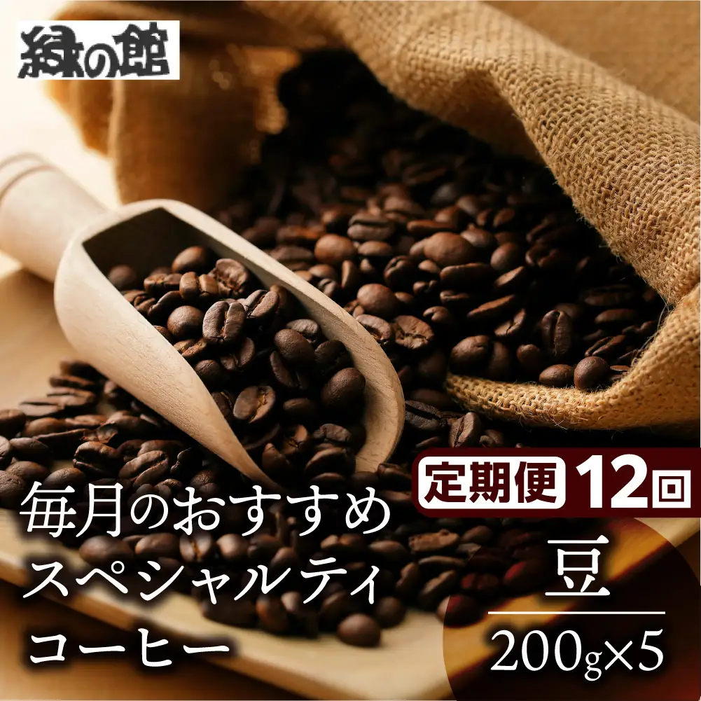 【毎月 定期便 全12回】毎月のおすすめスペシャルティコーヒー 200g×4種＋ブレンド 200g×1種（計1kg）×12回分 毎月発送 コーヒー豆 コーヒー 珈琲 自家焙煎珈琲店 下呂温泉【17-E】