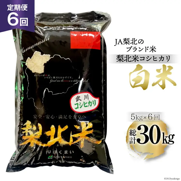 【定期便】【6回 米 定期便 】 武川米 コシヒカリ 5kg×6回 総計30kg [梨北農業協同組合 山梨県 韮崎市 20743672]