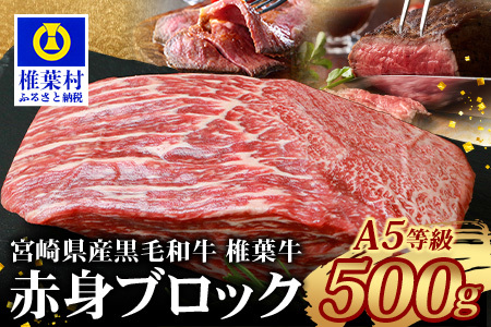 牛肉 【日本三大秘境の黒毛和牛】宮崎県産 椎葉牛 赤身ももブロック 500g A5等級指定 牛肉 牛もも肉 ももブロック肉 TK-81
