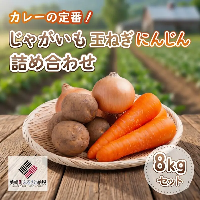 カレーの定番!じゃがいも・玉ねぎ・にんじんの詰め合わせ8kgセット【配送不可地域：離島】 AF038 | 玉ねぎ じゃがいも にんじん