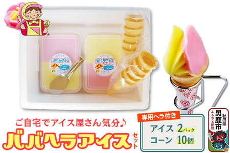 ババヘラ・アイスセット [タッパアイス2パック（1,000ml×2）、コーン10個、専用ヘラ1個]【進藤冷菓】ご当地アイス