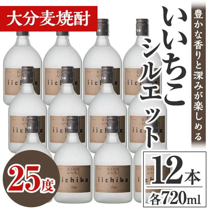 いいちこシルエット 25度(計8.64L・720ml×12本)酒 お酒 むぎ焼酎 720ml 麦焼酎 いいちこ アルコール 飲料 常温【106105101】【酒のひろた】