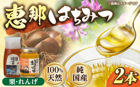 恵那蜂蜜 2本セット (栗蜂蜜300g×1本、蓮華蜂蜜180g×1本) / 恵那市 / はち工房こうけつ [AUDF001]