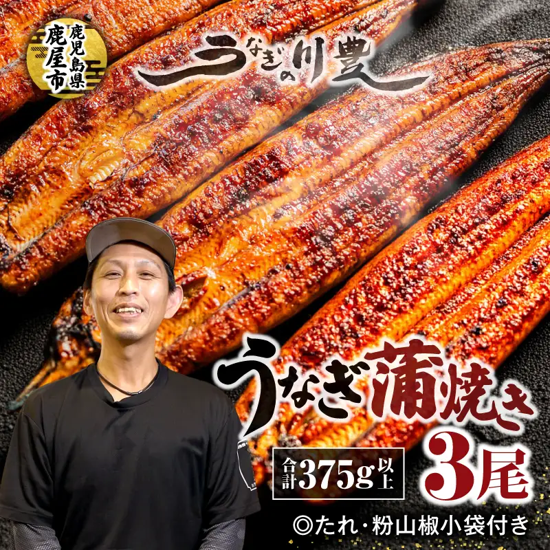 【 土用の丑の日特集 】 1042-2 昭和56年創業 うなぎの川豊 うなぎ蒲焼3尾 KN049-001-03 魚 冷凍 鰻