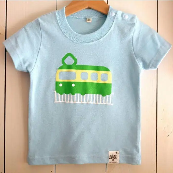 【ライトブルー・120】江ノ電キッズTシャツ
