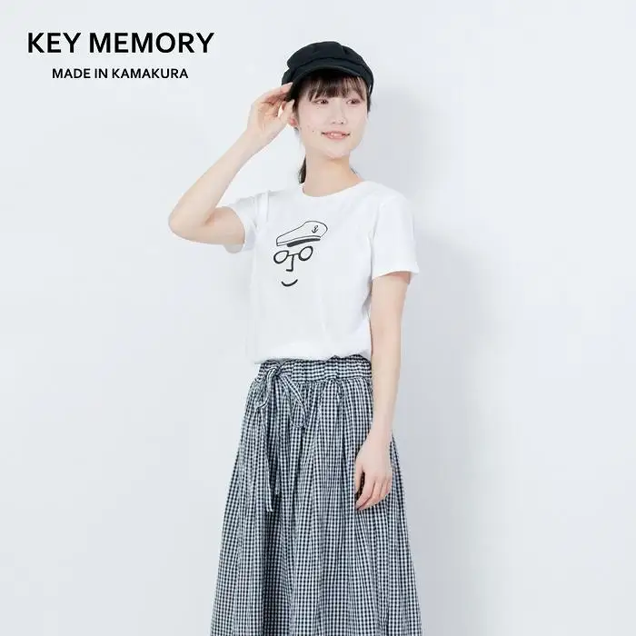 《0》【KEYMEMORY鎌倉】セーラー帽イラストTシャツ WHITE