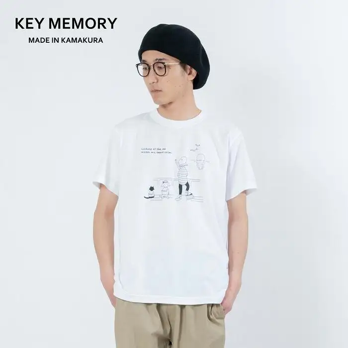 《2》【KEYMEMORY鎌倉】Sea heartイラストTシャツ WHITE