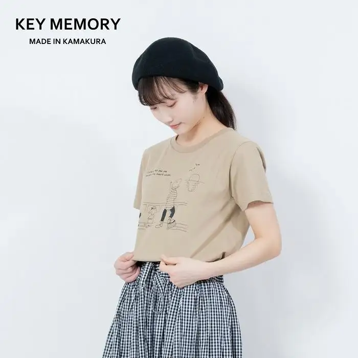 《0》【KEYMEMORY鎌倉】Sea heartイラストTシャツ BEIGE