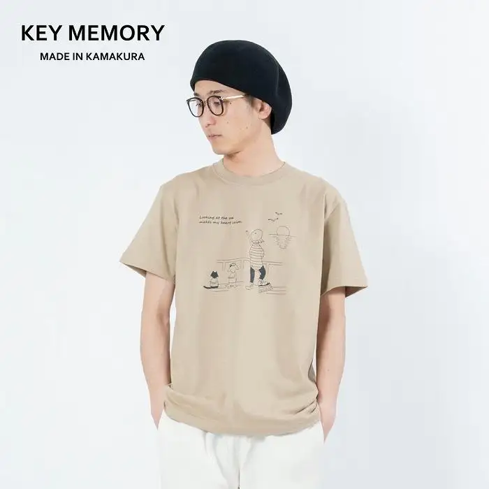 《2》【KEYMEMORY鎌倉】Sea heartイラストTシャツ BEIGE