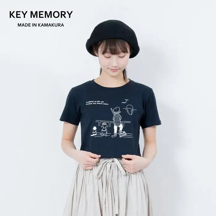 《0》【KEYMEMORY鎌倉】Sea heartイラストTシャツ NAVY