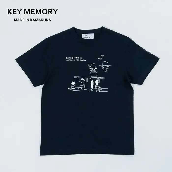 《1》【KEYMEMORY鎌倉】Sea heartイラストTシャツ NAVY