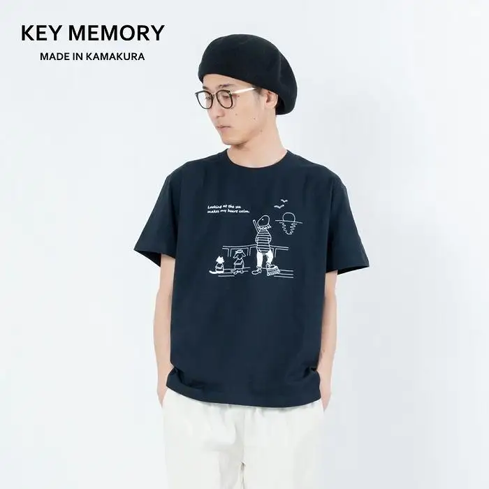 《2》【KEYMEMORY鎌倉】Sea heartイラストTシャツ NAVY
